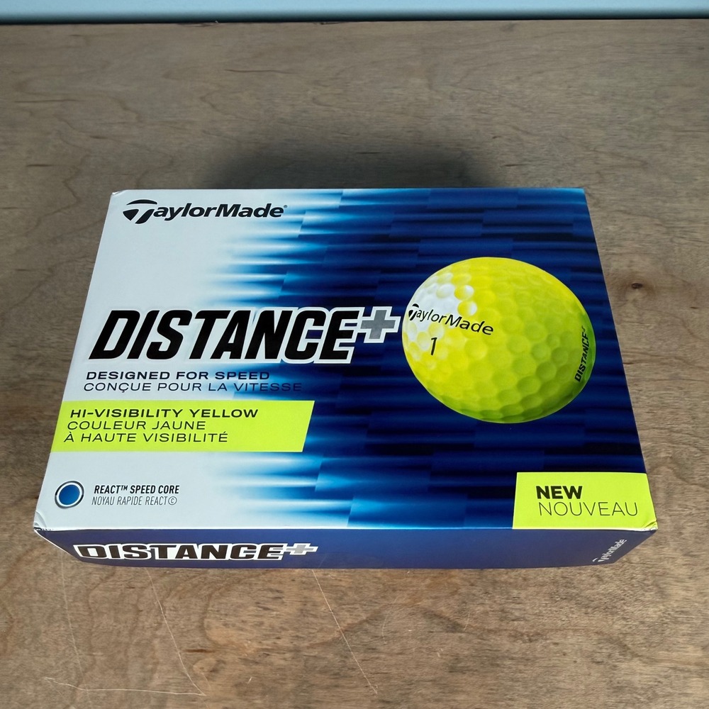 TaylorMade Distance+ Golf Balls Unisex One Size Yellow 12 Pack Hi-Vis 2-Layer